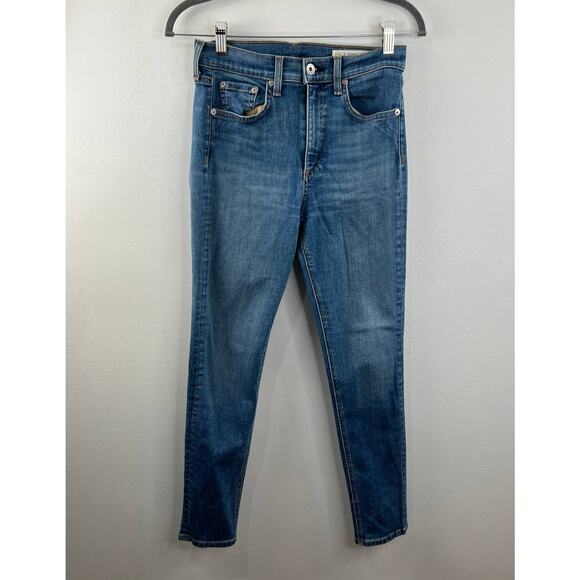 Rag & Bone High Rise Ankle Skinny Jeans El Medium Wash Blue 5-Pocket Stretch 27 - Picture 3 of 10